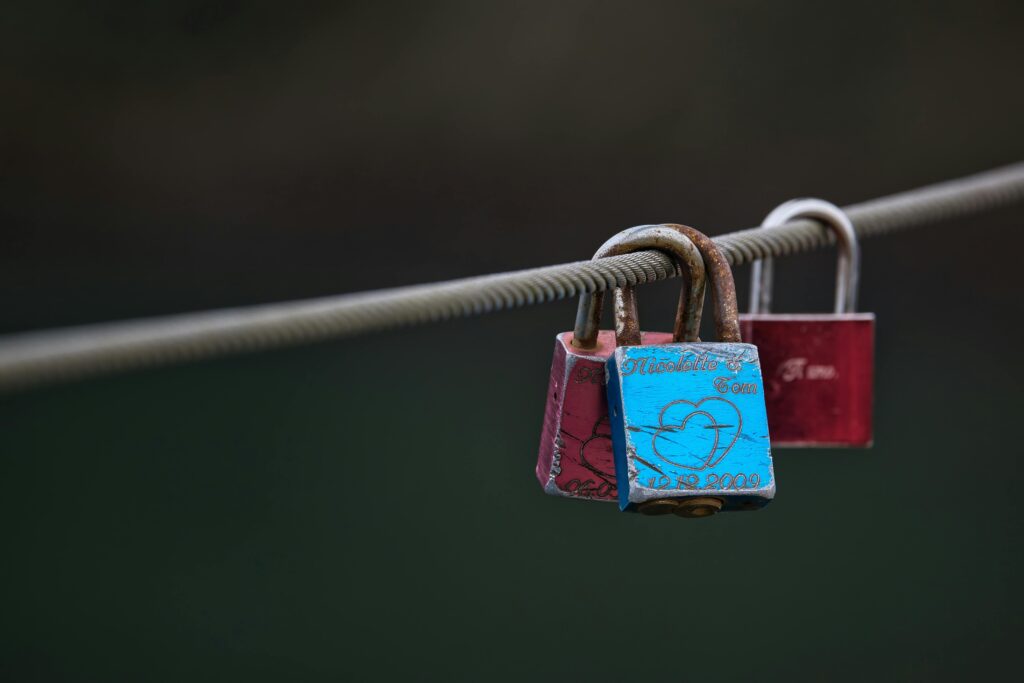 Brand Safety – jak skutecznie chronić reputację marki w internecie? Brand safety – kłódki na linie symbolizujące ochronę wizerunku marki i bezpieczeństwo reklam w środowisku online